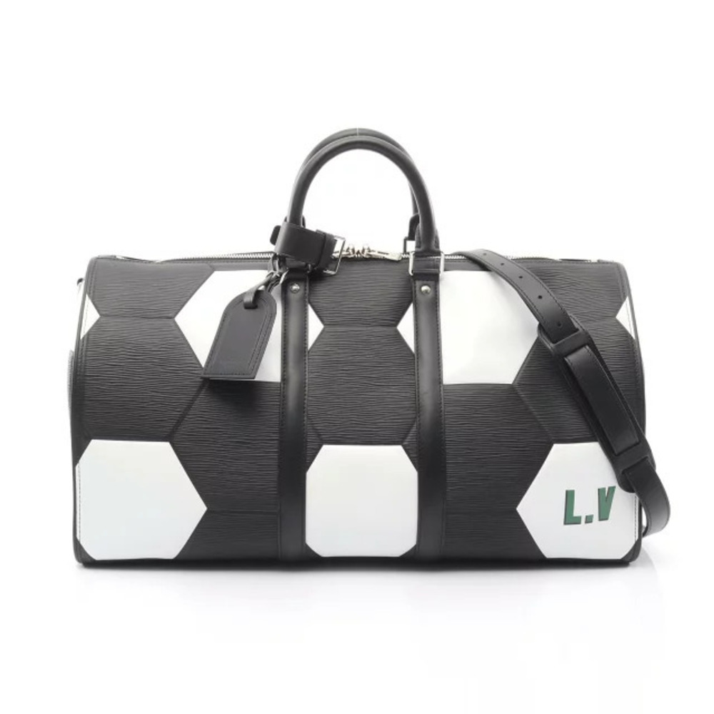 Louis Vuitton Keepall Bandoulire Epi Noir Black Boston Bag Leather Black White - Picture 1 of 10